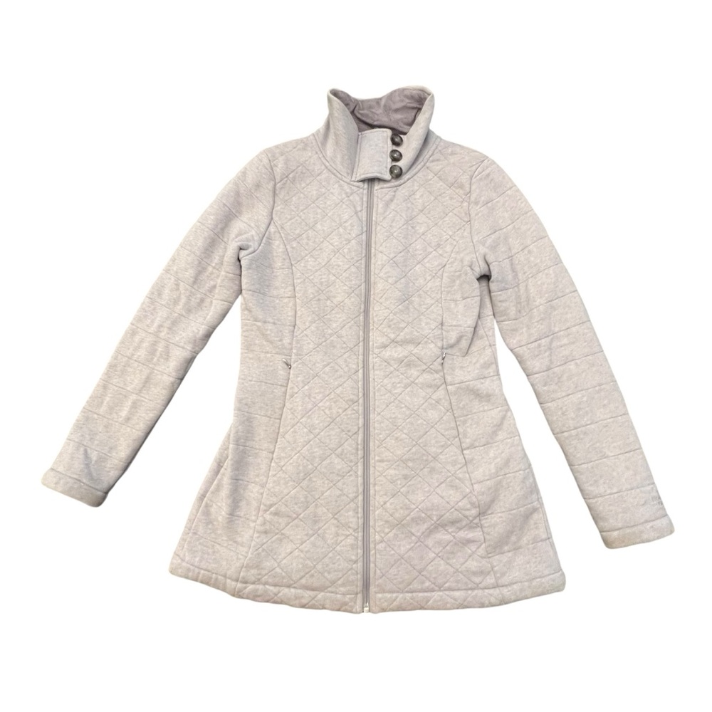 The North Face Jacket Caroluna MEDIUM Gray Quilted Fleece Button Neck Pockets